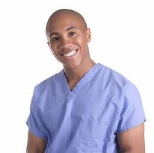 Photo of person wearing blue scrubs